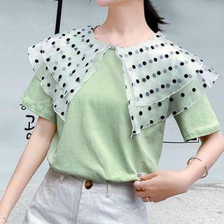 Dotted Collared Short-sleeve T-shirt