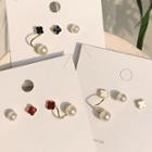 Set Of 3: Faux Pearl / Clover Earring (various Designs)