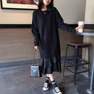 Mock Two Piece Midi Mermaid Sweatshirt Dress