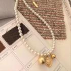 Pendant Faux Pearl Necklace Gold & White - One Size