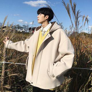 Loose-fit Hooded Wool Jacket