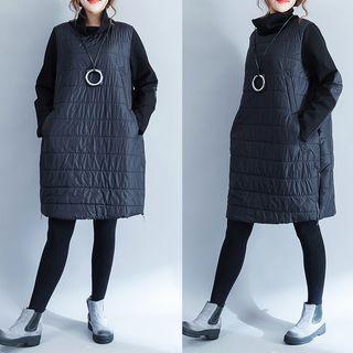 Padded High Neck Pullover Dress