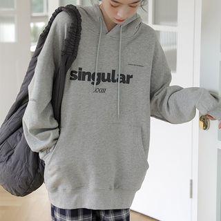 Letter Print Hoodie Gray - One Size
