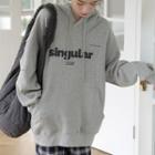 Letter Print Hoodie Gray - One Size