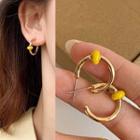 Glaze Alloy Open Hoop Earring 1 Pair - Stud Earring - Yellow - One Size