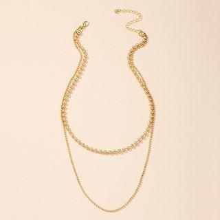 Layered Alloy Necklace 1pc - X432 - Gold - One Size