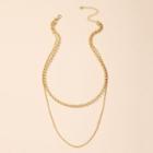 Layered Alloy Necklace 1pc - X432 - Gold - One Size