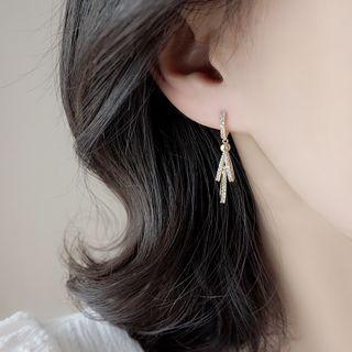 Fringed Rhinestone Fringed Earring 1 Pair - Gold - One Size
