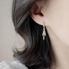 Fringed Rhinestone Fringed Earring 1 Pair - Gold - One Size