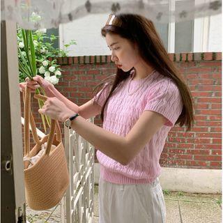 Pastel Tone Cable-knit Top
