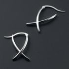 Geometric Sterling Silver Earring 1 Pair - S925 Silver Ear Buckle - Silver - One Size