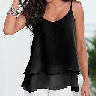 Frilled Spaghetti Strap Chiffon Top