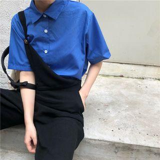 Plain Short-sleeve Shirt / Loose-fit Jumper Pants