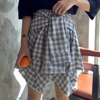 Plaid Irregular Skirt