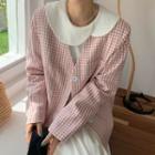 Plaid Single-breasted Jacket Pink - One Size