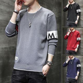 Long-sleeve Lettering Applique Knit Top