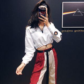 Half-zip Drawstring Crop Top