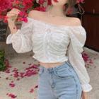 Off Shoulder Lace Blouse White - One Size