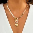 Heart Pendant Asymmetrical Beaded Necklace