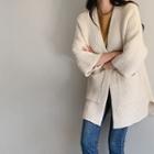 3/4-sleeve Open-front Cardigan Ivory - One Size
