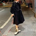 Plain Shirt / Button-up Jacket / Midi A-line Skirt / Set