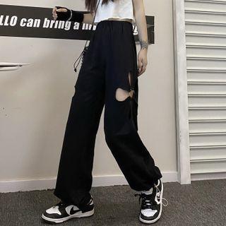 Flower Cutout Jogger Sweatpants
