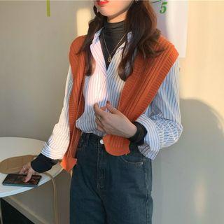 Long-sleeve Striped Shirt Stripes - White - One Size