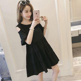 Short-sleeve Cutout-shoulder Nursery Dress