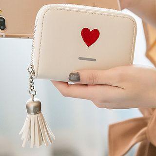 Tassel Embroidered Faux Leather Wallet