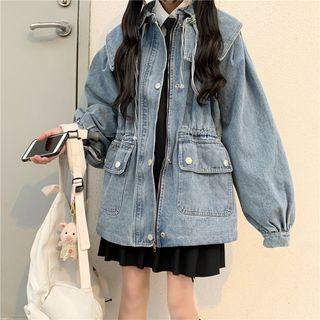 Zip Denim Jacket Light Blue - One Size