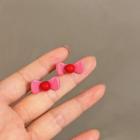 Bow Alloy Earring F111 - 1 Pair - Pink - One Size