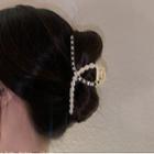 Faux Pearl Rhinestone Hair Claw Faux Pearl - Check - Black & White - One Size