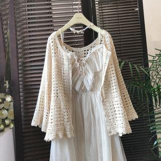 Crochet Knit Open Front Jacket