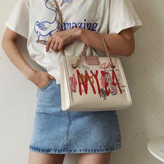 Set: Chain Cartoon Print Crossbody Bag + Pouch
