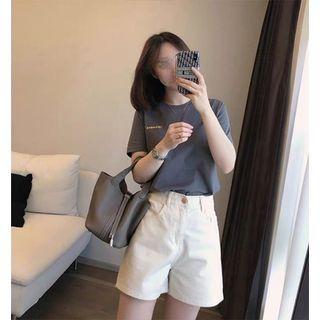 Set: Short-sleeve Crew Neck T-shirt + High Waist Shorts