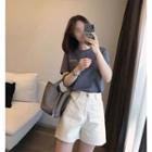 Set: Short-sleeve Crew Neck T-shirt + High Waist Shorts