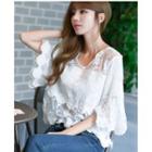 Tiered Short-sleeve Lace Top