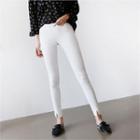 Band-waist Slit-front Leggings Pants