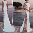 Sleeveless Lace Panel A-line Wedding Dress