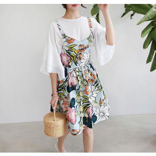 Floral Cotton A-line Jumper Dress