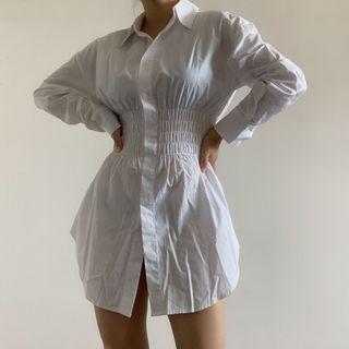 Long Sleeve Plain Sheath Shirtdress