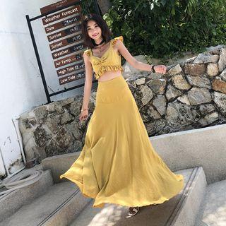 Set: Ruffle Strap Top + Maxi Skirt