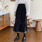 Ruffled Midi Skirt Black - One Size
