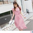 Flutter Sleeve Cross Strap Maxi Dress