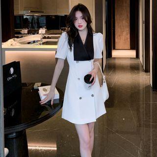 Puff-sleeve Ruffle Mini Blazer Dress