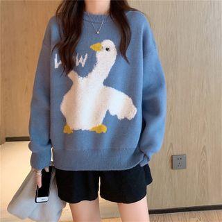 Goose Patterned Crewneck Sweater