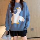 Goose Patterned Crewneck Sweater