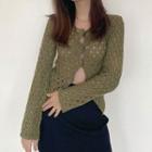 Long Sleeve Textured Crochet-knit Light Cardigan