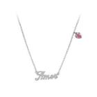 925 Sterling Silver Letter Amor And Red Heart Necklace With Austrian Element Crystal Silver - One Size