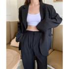 Single-breasted Blazer / High-waist Straight-cut Dress Pants